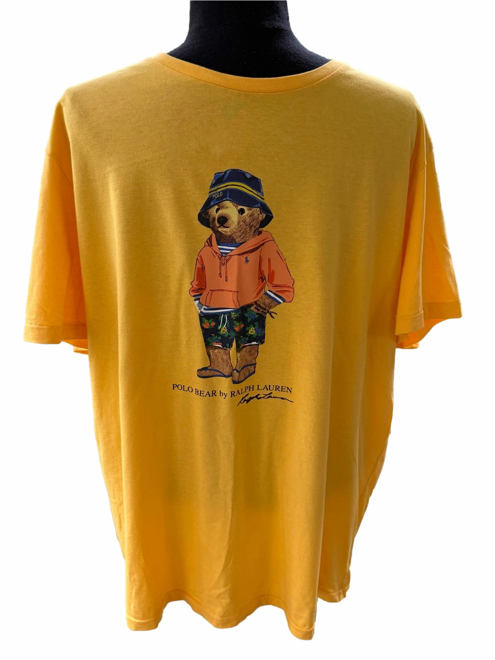 POLO RALPH LAUREN Women’s Beach Bear Bucket Hat T-Shirt Yellow Size XL like New
